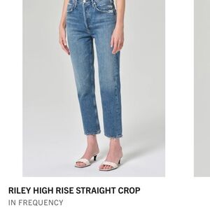 AGOLDE Women's Blue High Rise Straight Crop Jeans